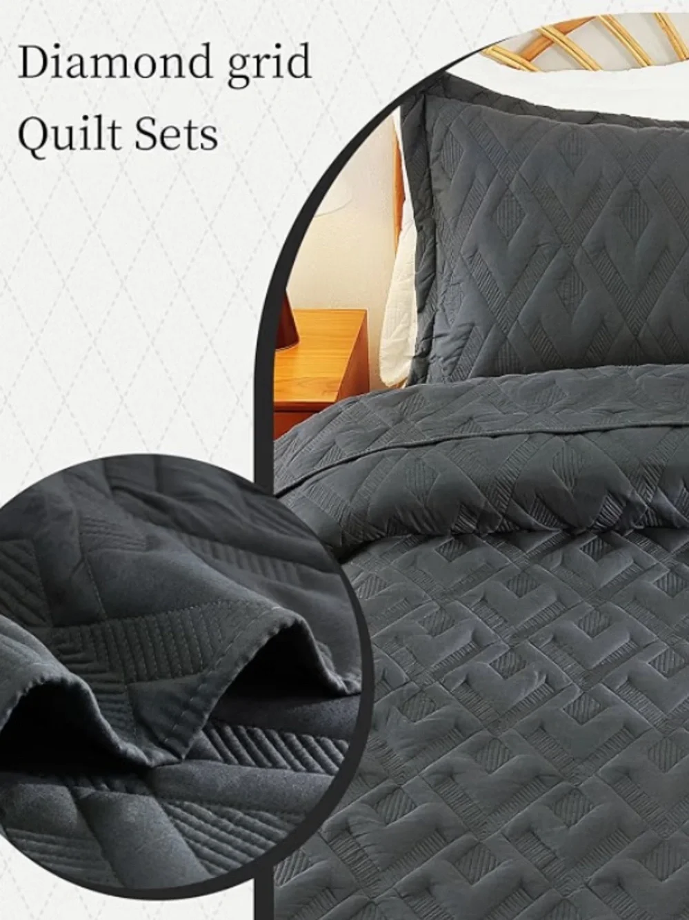 Gray Quilt Twin 68x86 & sham - Lightweight new